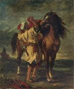 Eugene Delacroix Arab Sadding His Horse painting